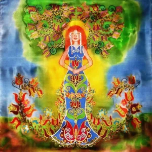 Gyümölcsoltó Boldogasszony selyemkép