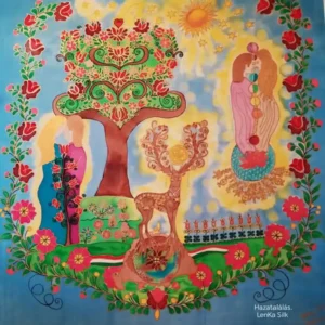 Hazatalálás selyemkép