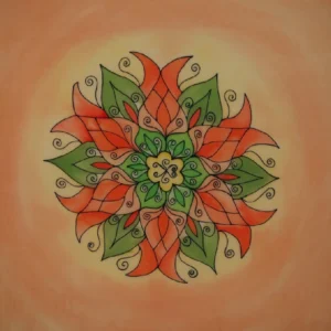 Szakrális csokor selyemkép